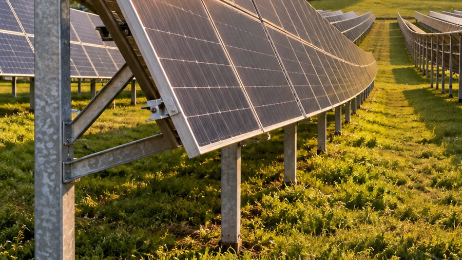 Structuri pentru parcuri fotovoltaice: oțel, unghi și distanțe