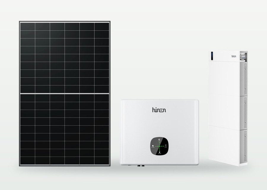 Монофазна фотоволтаична система 6,45 kWp със съхранение 10,24 kWh и включен монтаж — AIKO 645 W + Hinen монофазен 6 kW